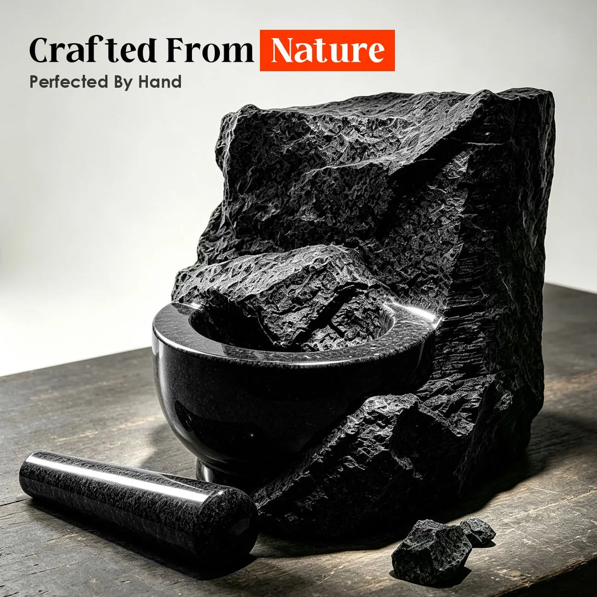 Granite Mortar and Pestle Set, 480ml Heavy Duty Stone Grinder Bowl with 15.5cm Pestle, Dark Grey, Manual Spice Grinder for Guacamole, Salsa, Pesto, Herbs, Spices, Nuts & Seeds - Image 4