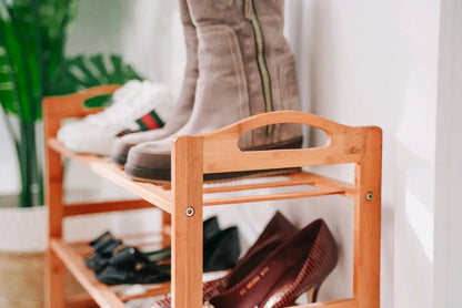 Bamboo 3 Tiers Layers  Storage Shoe Rack & Organiser - Image 4