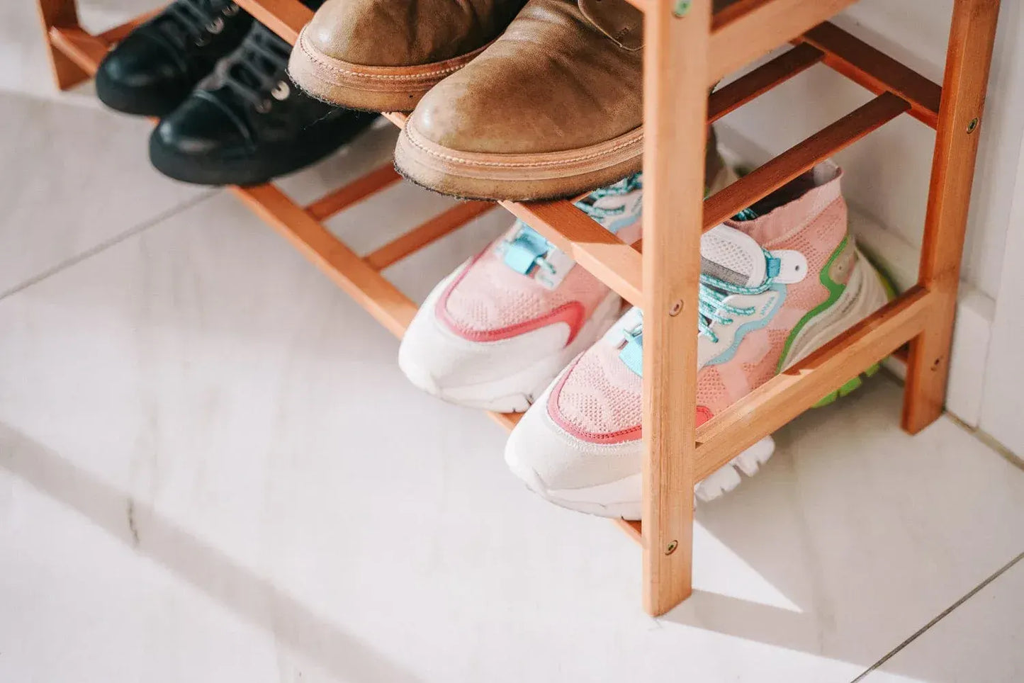 Bamboo 3 Tiers Layers  Storage Shoe Rack & Organiser - Image 5