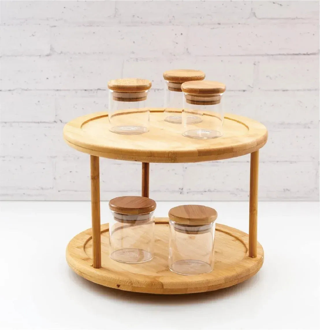 Bamboo Lazy Susan Turntable 2 Tiers - Image 3