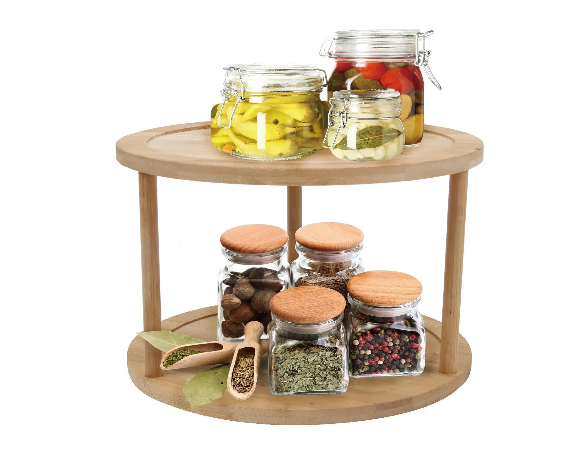 Bamboo Lazy Susan Turntable 2 Tiers - Image 4