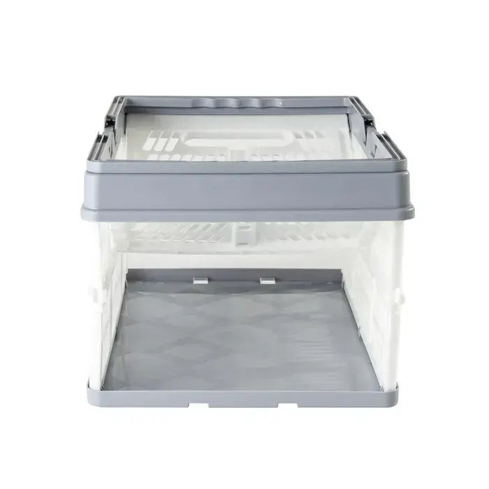 Collapsible Plastic Grocery Shopping Baskets Storage Crates with Handles - Image 3