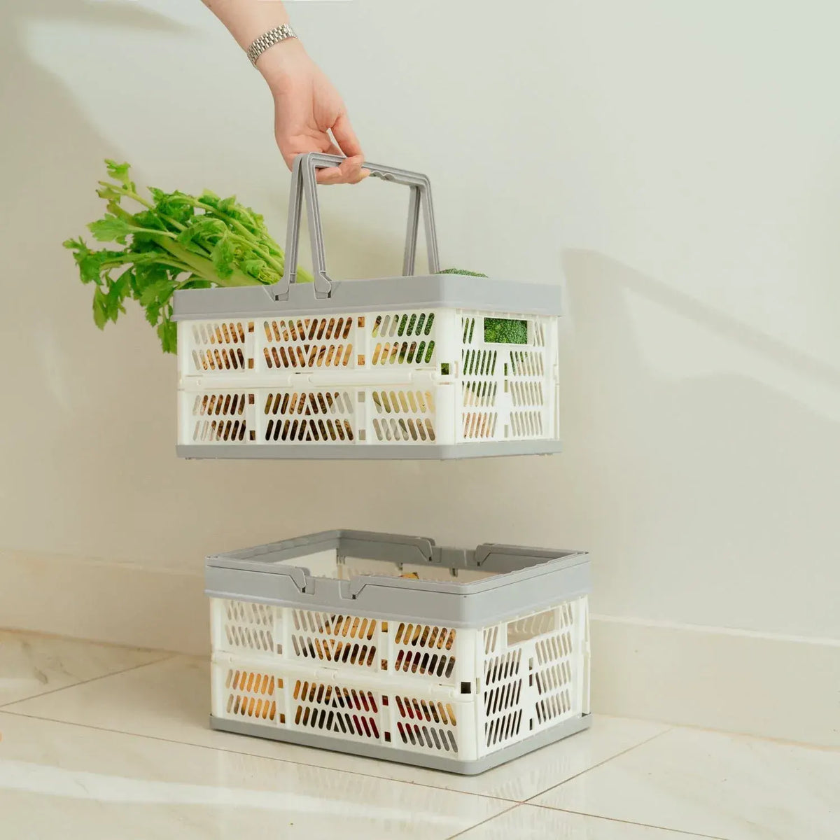 Livingtoday Collapsible Shopping Basket with Handle Medium - 19L - Image 3