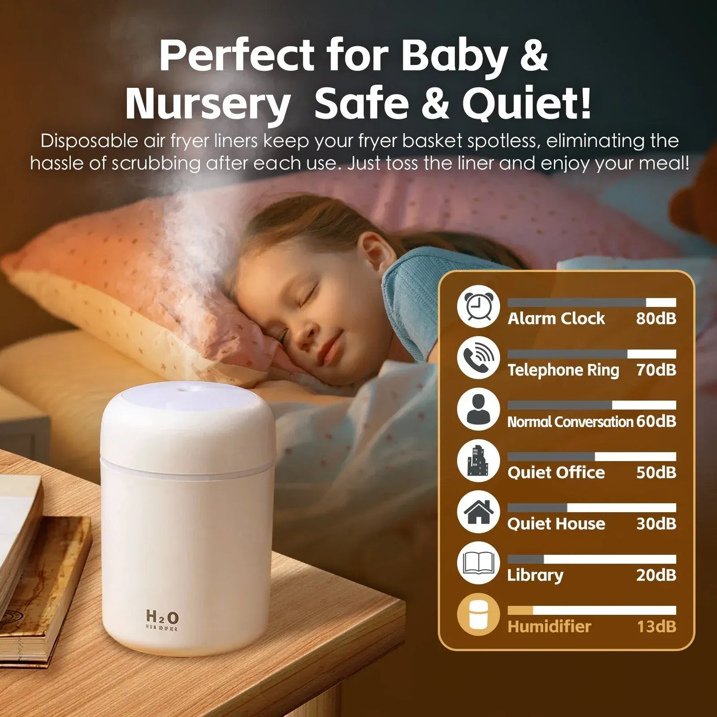 Livingtoday Mini LED Ultrasonic Humidifier 300ml - Image 2
