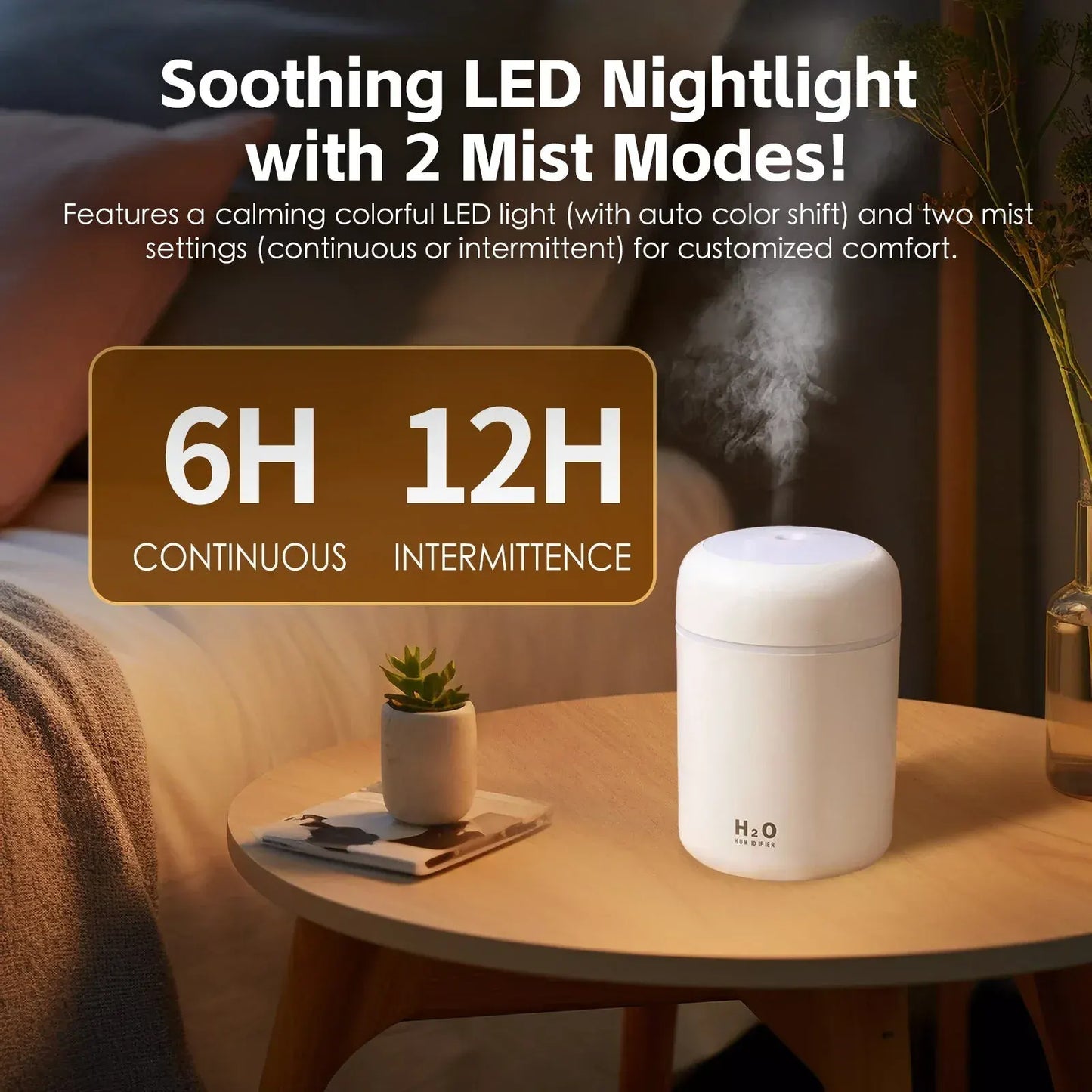 Livingtoday Mini LED Ultrasonic Humidifier 300ml - Image 4