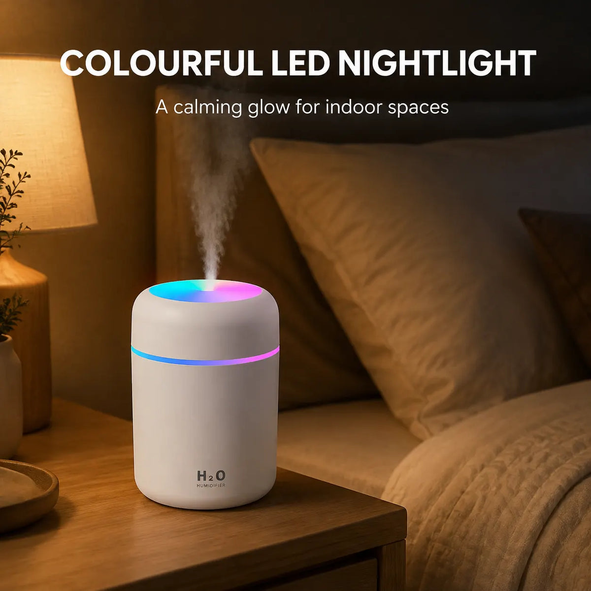 Living Today Mini Ultrasonic Humidifier USB LED Night Light 2 Mist Modes 300ml - Image 6
