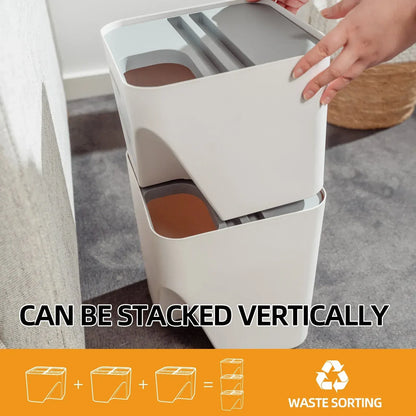 12L Stackable Plastic Kitchen Trash Bin Household Classification Storage Box - Image 3