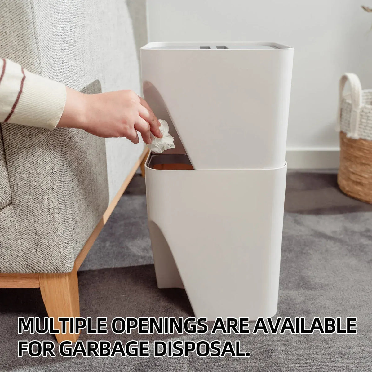 18L Stackable Plastic Kitchen Trash Bin Household Classification Storage Box - Image 5