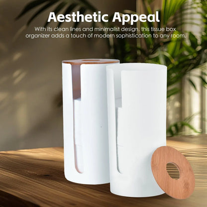 Bamboo Lid Toilet Roll Storage Holder - Image 2