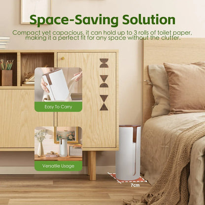 Bamboo Lid Toilet Roll Storage Holder - Image 5