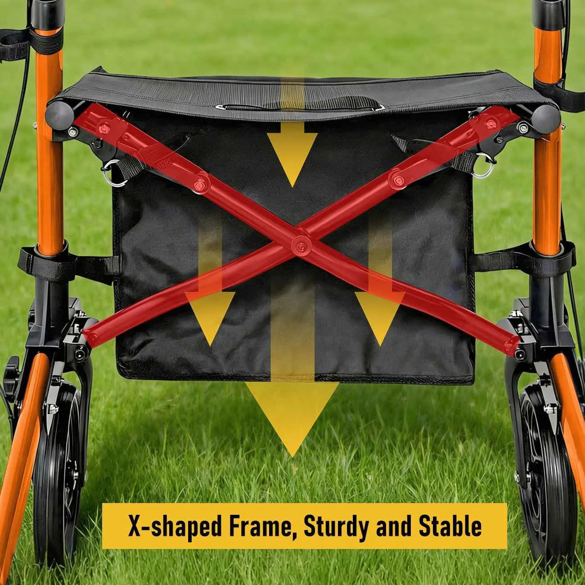 Foldable Aluminium Rollator Walker With Seat & Storage Bag, Adjustable Handles, 8" Wheels, Lightweight Walking Frame(66x60x93cm) - Image 5