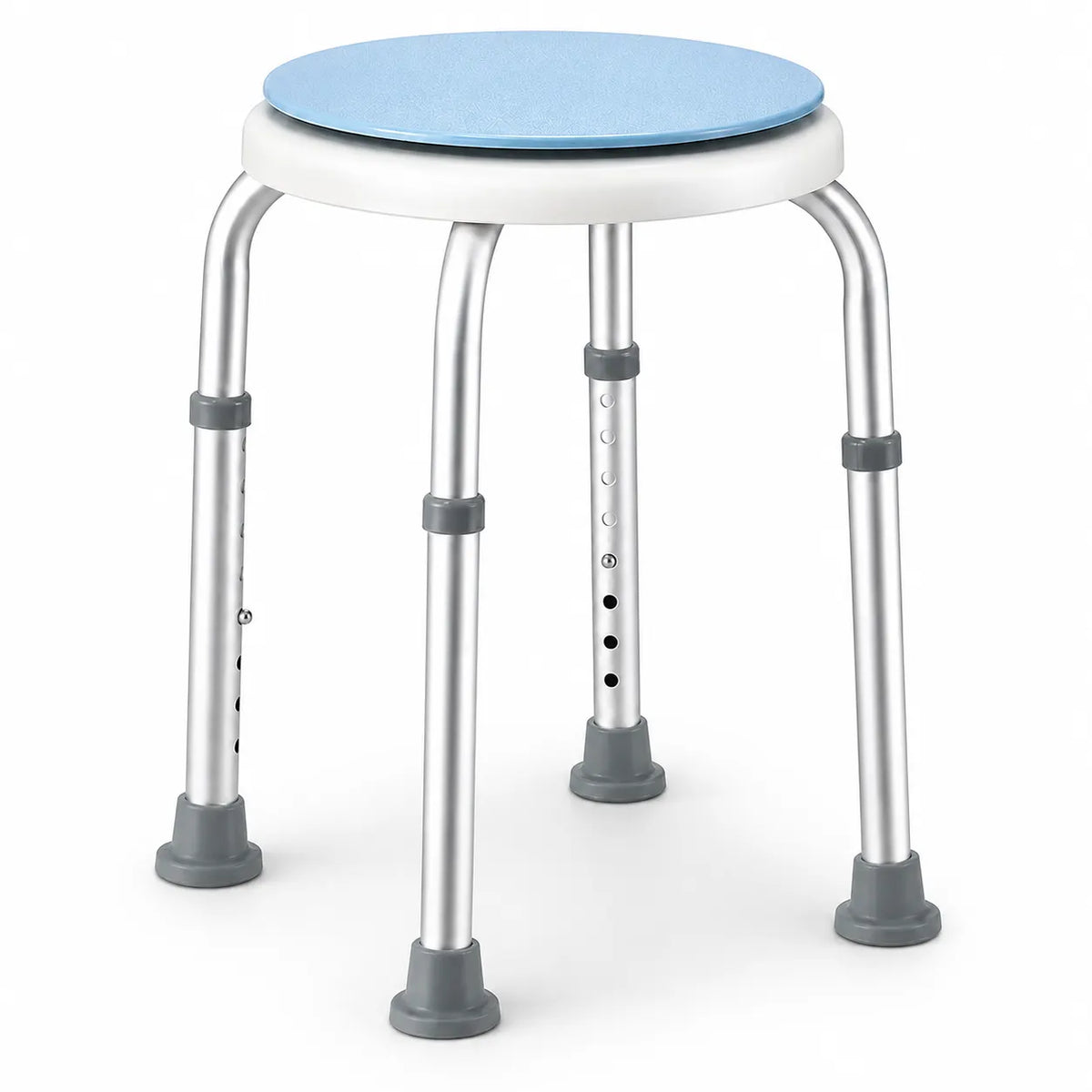 Bath Stool for Seniors, Swivel Seat & Non-Slip Height-Adjustable Round Shower Bench, Rotating Design, for Seniors Elderly, 125kg Capacity