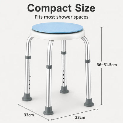 Bath Stool for Seniors, Swivel Seat & Non-Slip Height-Adjustable Round Shower Bench, Rotating Design, for Seniors Elderly, 125kg Capacity - Image 6