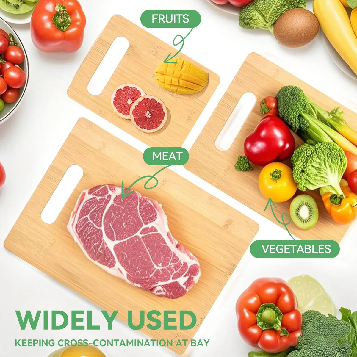 3-Piece Bamboo Cutting Board Set – Cheese, Fruit, Vegetable & Kitchen Chopping Boards - Image 4