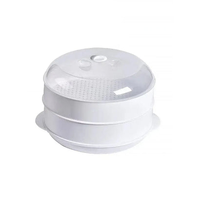 2 Tier Microwave Food Steamer 21cm, Oil-Free Cooking, Food Grade PP, Cooks Two Dishes at Once
