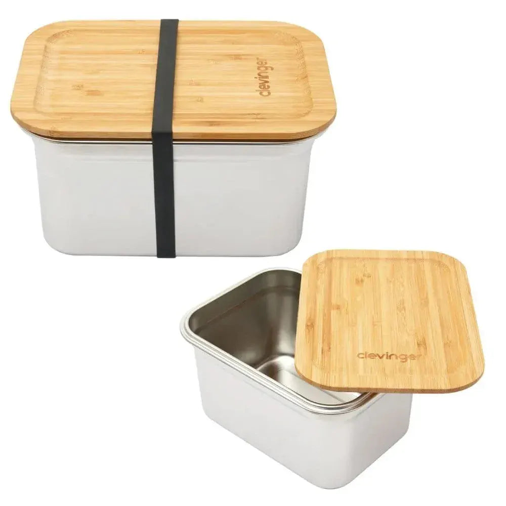 Clevinger Stainless Steel Bamboo Extra Large Lunch Box 2000ml - Image 2