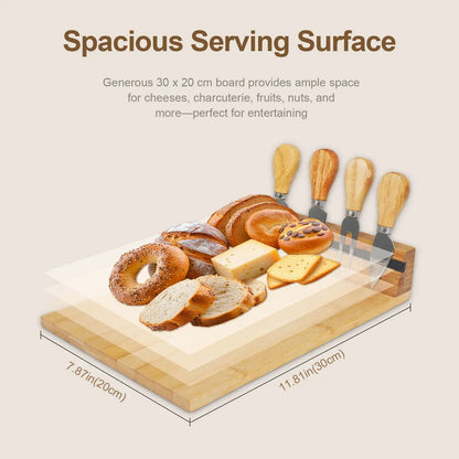 Bamboo Cheese Board and Knife Set - Image 5