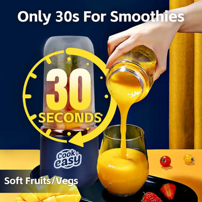 400ml USB-C Rechargeable Portable Juicer with Travel Lid – Personal Blender for Smoothies & Shakes - Image 4
