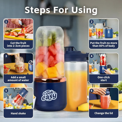 400ml USB-C Rechargeable Portable Juicer with Travel Lid – Personal Blender for Smoothies & Shakes - Image 5