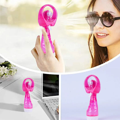 Handhold Battery Powered Personal Water Spray Fan-Blue/Pink - Pink - Image 3
