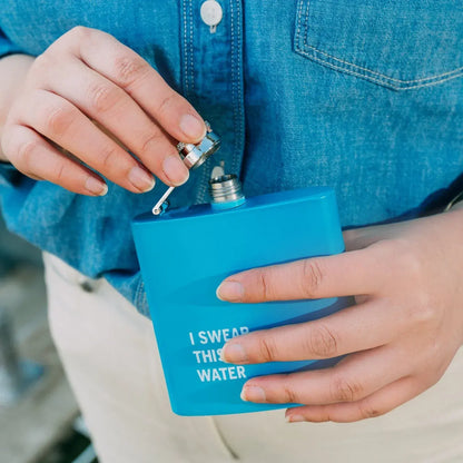 175ml Stainless Steel Hip Flask w Funny Quotes-Blue - Image 4