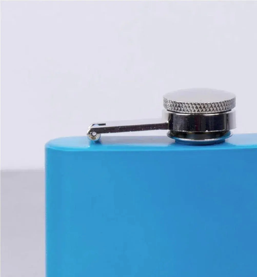175ml Stainless Steel Hip Flask w Funny Quotes-Blue - Image 5