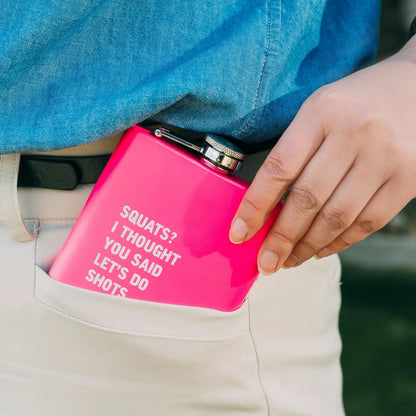 175ml Stainless Steel Hip Flask w Funny Quotes-Pink - Image 2
