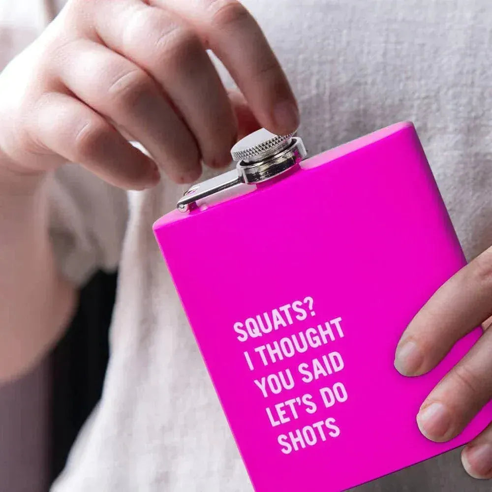175ml Stainless Steel Hip Flask w Funny Quotes-Pink - Image 3