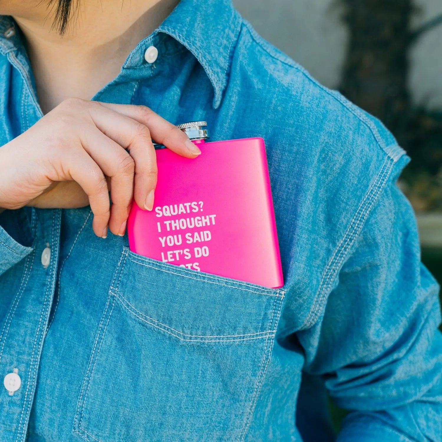 175ml Stainless Steel Hip Flask w Funny Quotes-Pink - Image 4