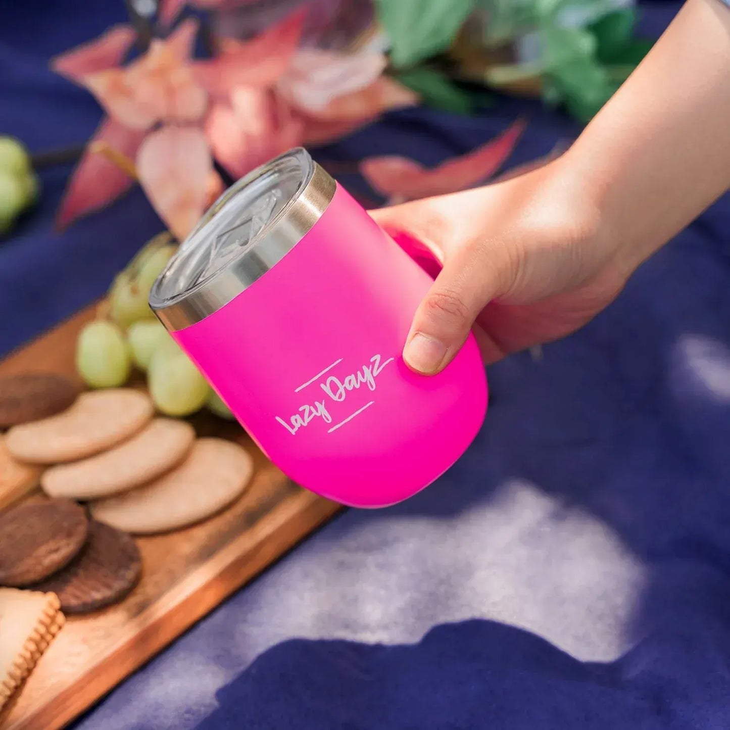 Lazy Dayz Stemless Wine Cup 350ml - Pink - Image 2