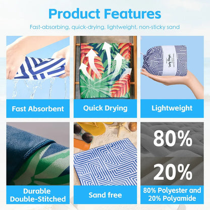 Lazy Dayz Quick Drying Sand Free Beach Towel - Makena - Image 3