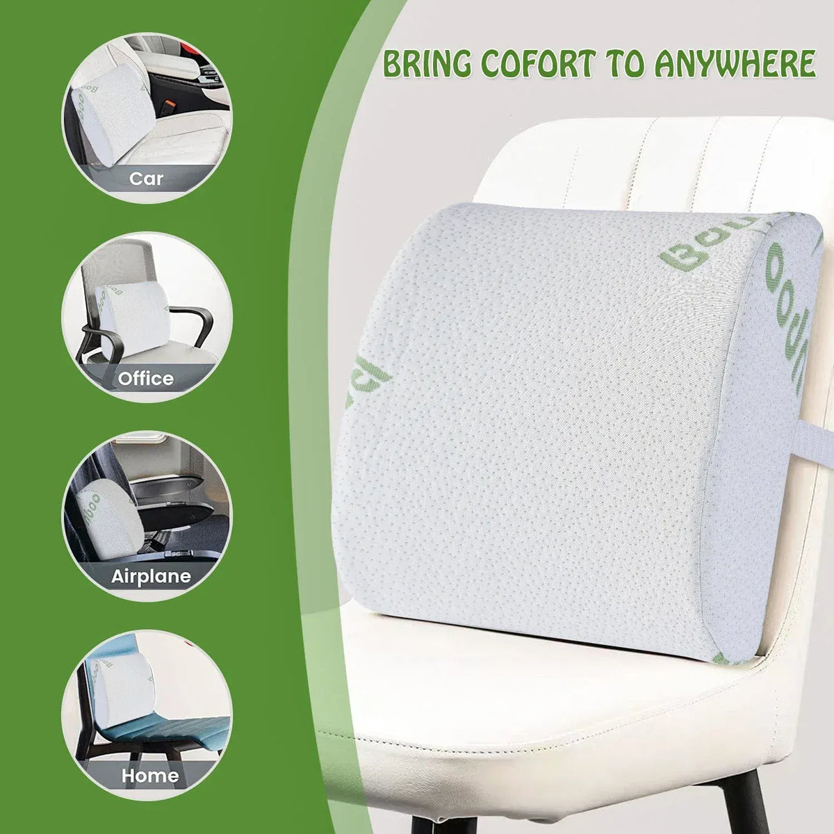 Bamboo Memory Foam Lumbar Support Cushion - Image 5