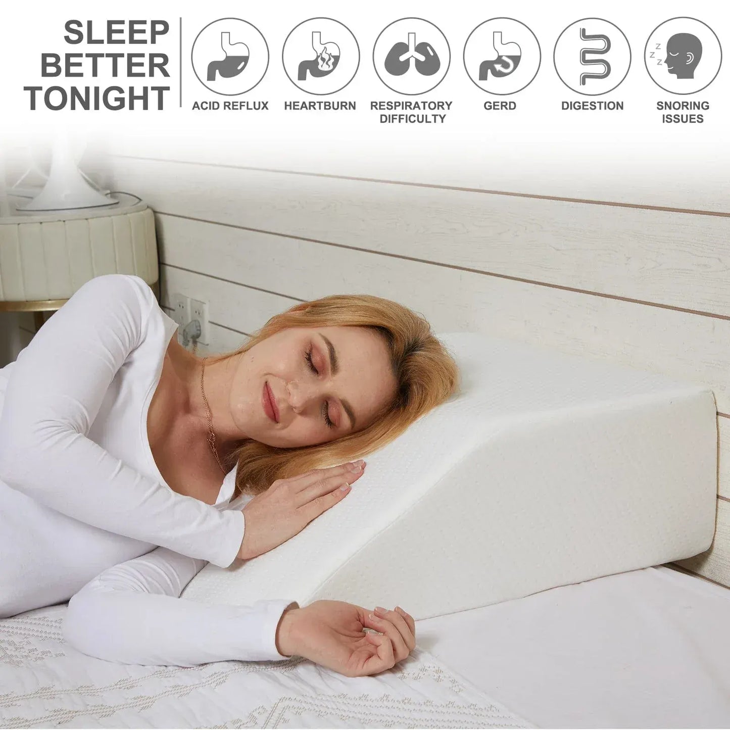 Memory Foam Bed Wedge Leg Support Elevation Pillow with Washable Breathable Cover 60.5 x 50 x 22cm - Image 3