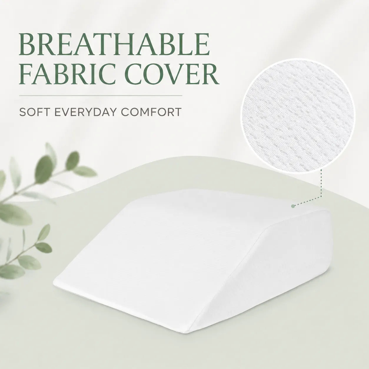 Memory Foam Bed Wedge Leg Support Elevation Pillow with Washable Breathable Cover 60.5 x 50 x 22cm - Image 9