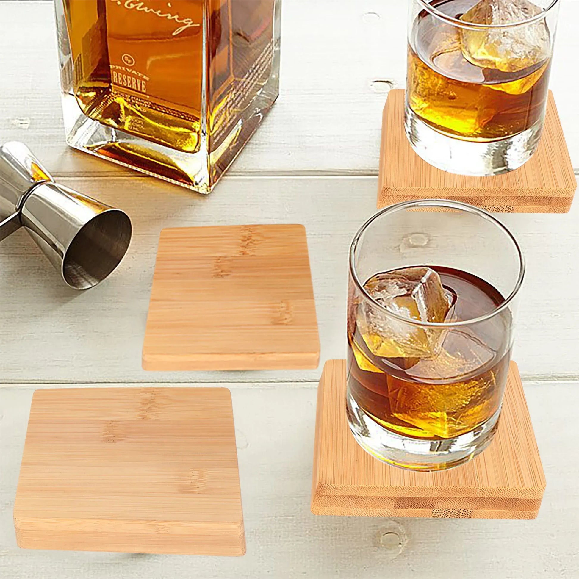 4 Pcs Bamboo Unique Drink Coasters - Image 2