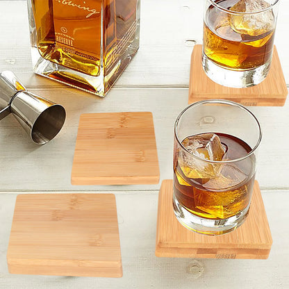 4 Pcs Bamboo Unique Drink Coasters - Image 2