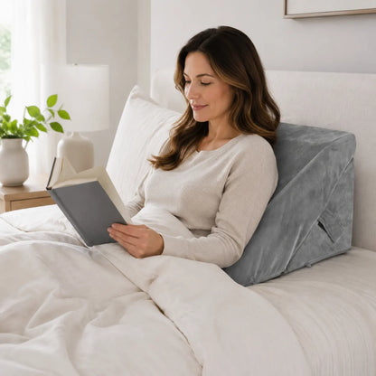 Adjustable Memory Foam Wedge Pillow with Washable Velvet Cover for Bed Sofa Reading(55x55x33cm)