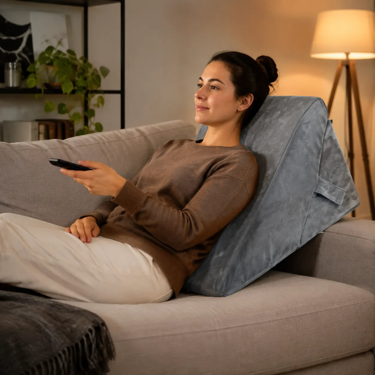 Adjustable Memory Foam Wedge Pillow with Washable Velvet Cover for Bed Sofa Reading(55x55x33cm) - Image 7