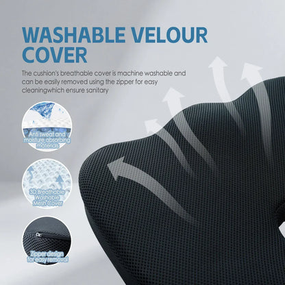Memory Foam Car Office Seat Cushion with Black Cover - Image 3