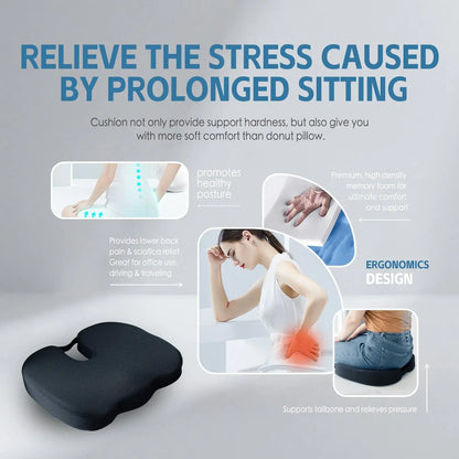 Memory Foam Car Office Seat Cushion with Black Cover - Image 5