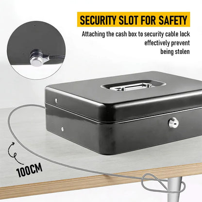 Lockable Metal Cash Box with 2 Keys, 4 Bill & 5 Coin Tray, Security Money Box with Anti-Loss Rope - Image 7