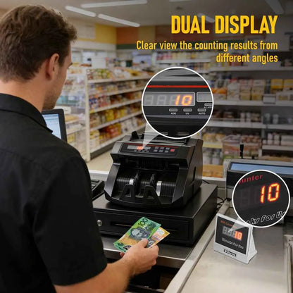 Automatic AUD Money Counter Machine With UV/MG/IR Detection, High-Speed Banknote Counter & Digital Display(29.2x24.6x17.8cm) - Image 2