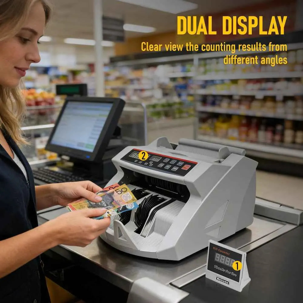 Automatic AUD Money Counter Machine with UV/MG/IR Detection, High-Speed Banknote Counter & Digital Display(29.2x24.6x17.8cm) - Image 2