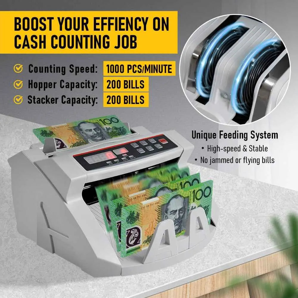 Automatic AUD Money Counter Machine with UV/MG/IR Detection, High-Speed Banknote Counter & Digital Display(29.2x24.6x17.8cm) - Image 4