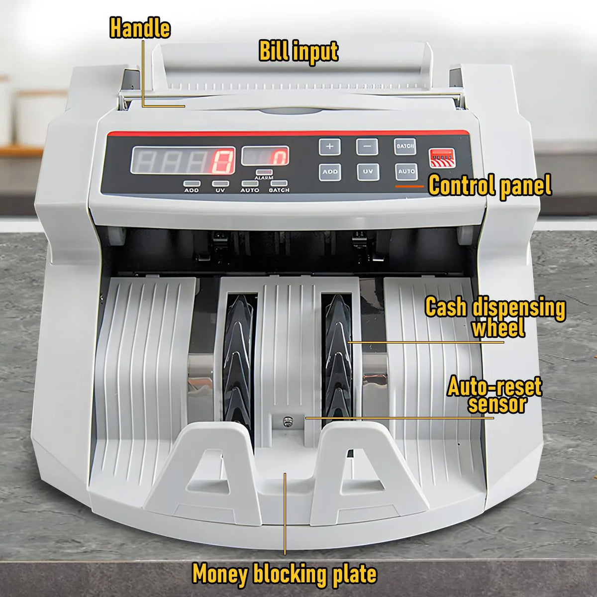 Automatic AUD Money Counter Machine with UV/MG/IR Detection, High-Speed Banknote Counter & Digital Display(29.2x24.6x17.8cm) - Image 6