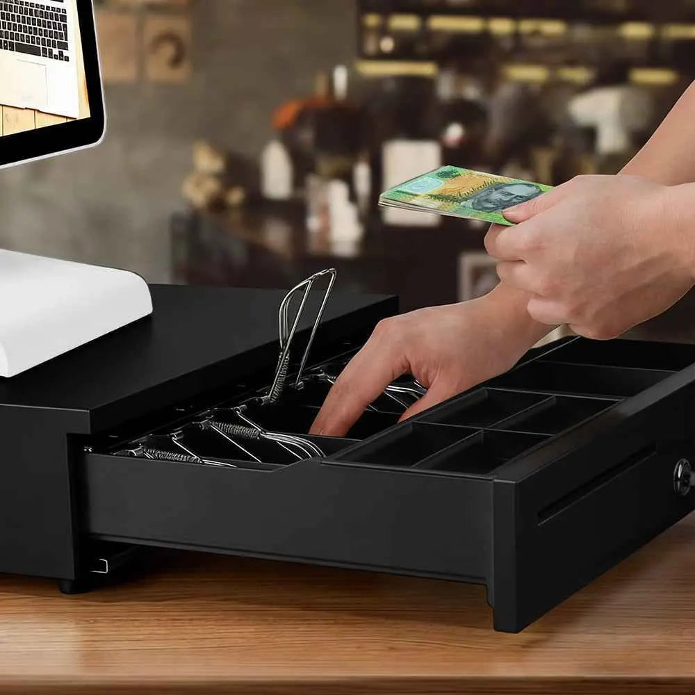 Heavy Duty Metal Cash Drawer, 5 Note&6 Coin Trays,Black(40.5x42x11.2cm) - Image 4