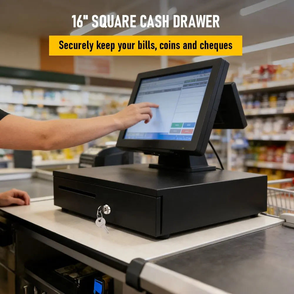 Heavy Duty Metal Cash Drawer, 5 Note&6 Coin Trays,Black(40.5x42x11.2cm) - Image 9