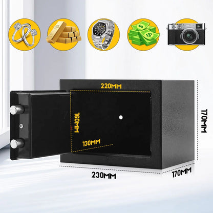Digital Safe Box 6.4L, Electronic Security Safe with Keypad & 2 Emergency Keys, Steel Cash & Valuables Lock Box for Home, Office & Hotel - Image 2