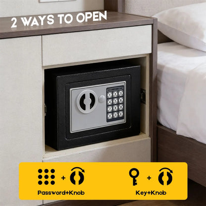 Digital Safe Box 6.4L, Electronic Security Safe with Keypad & 2 Emergency Keys, Steel Cash & Valuables Lock Box for Home, Office & Hotel - Image 4