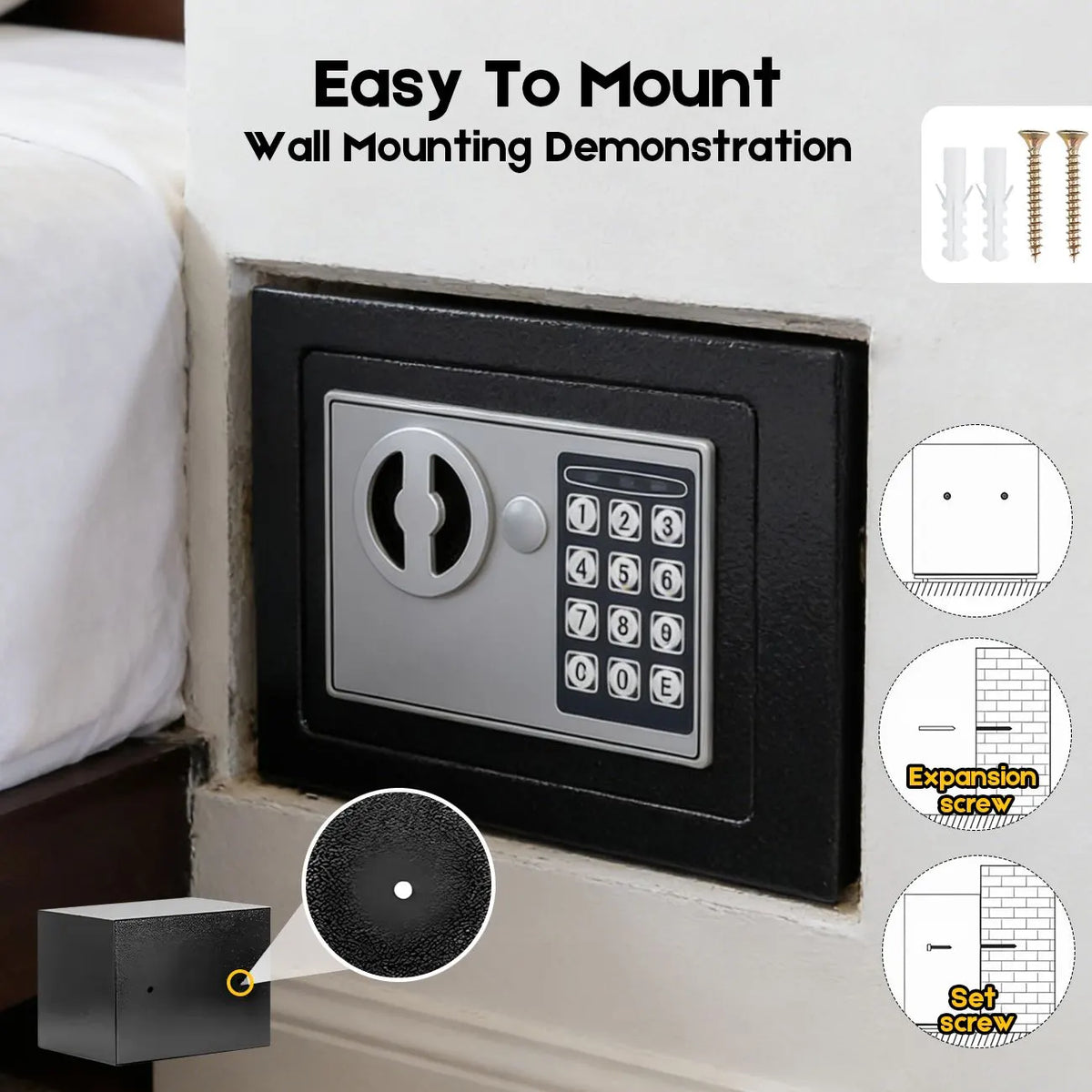 Digital Safe Box 6.4L, Electronic Security Safe with Keypad & 2 Emergency Keys, Steel Cash & Valuables Lock Box for Home, Office & Hotel - Image 6